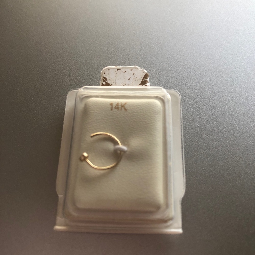 14 K gold twist on hoop nose ring
